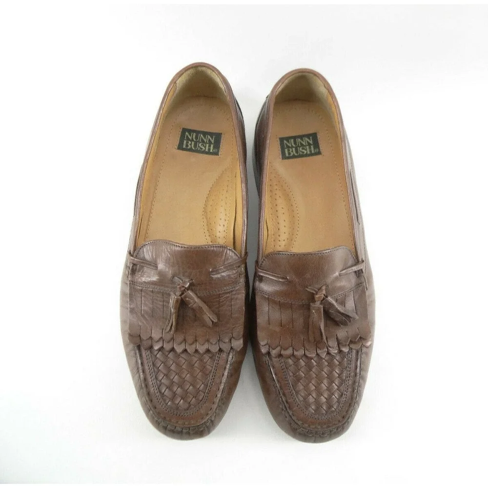 Nunn Bush Brown Weave Tassel Loafers Leather Slip On‎ Mens Shoes Size 10 M